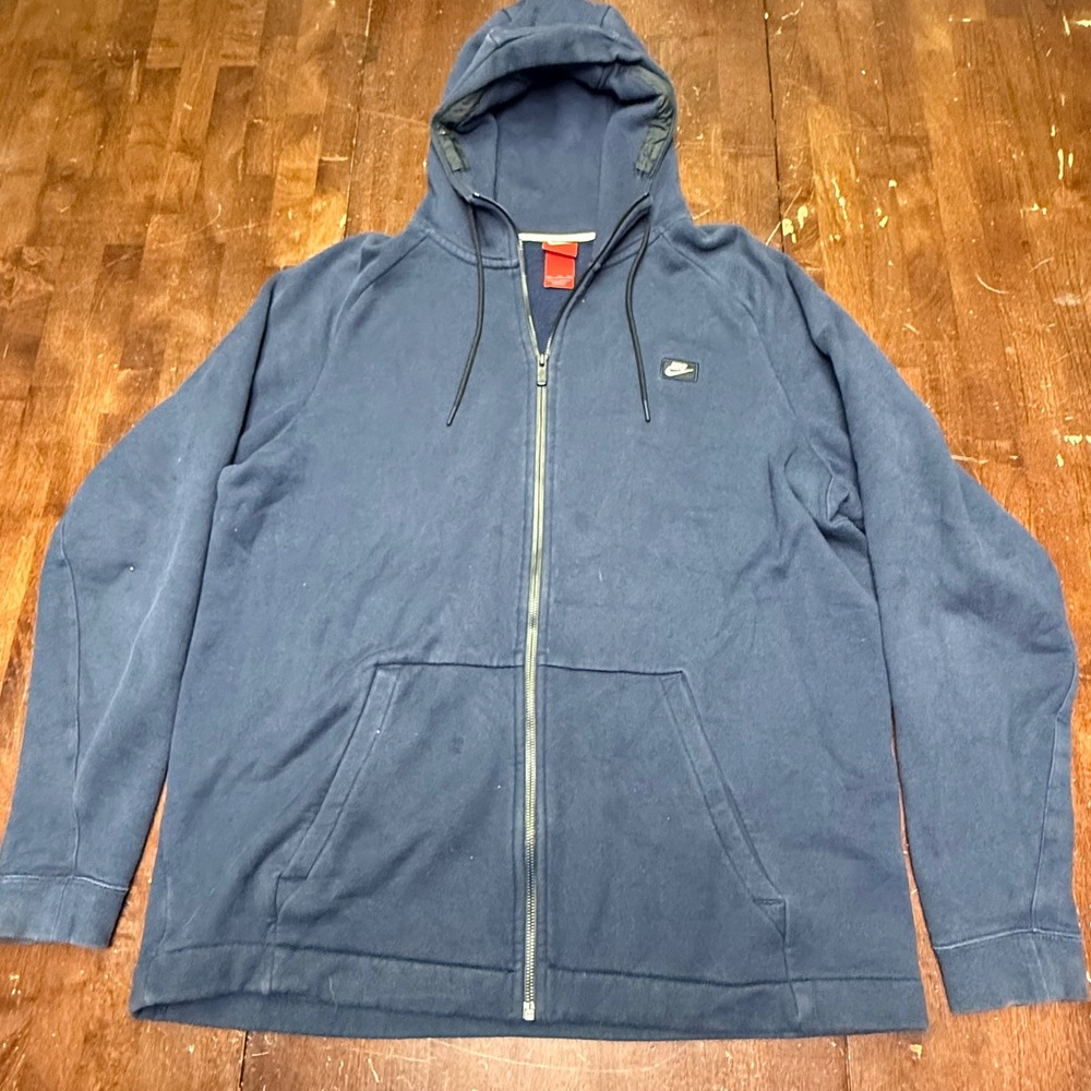 Nike Full Zip Hoodie Mens XXL Navy Blue Sportswear Fleece 835858-451